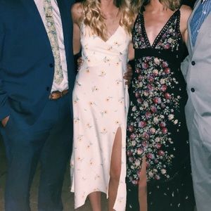 yellow midi silk dress